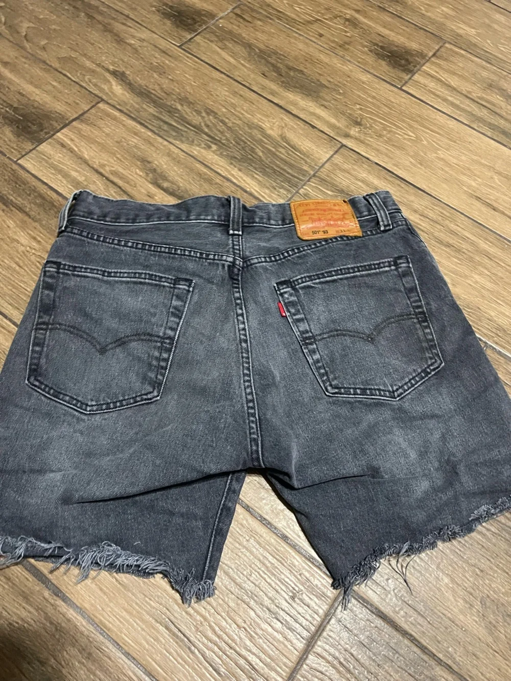 Levi’s Premium 501 ’93 Button Fly Black Denim Shorts W31 Raw Hem High Rise